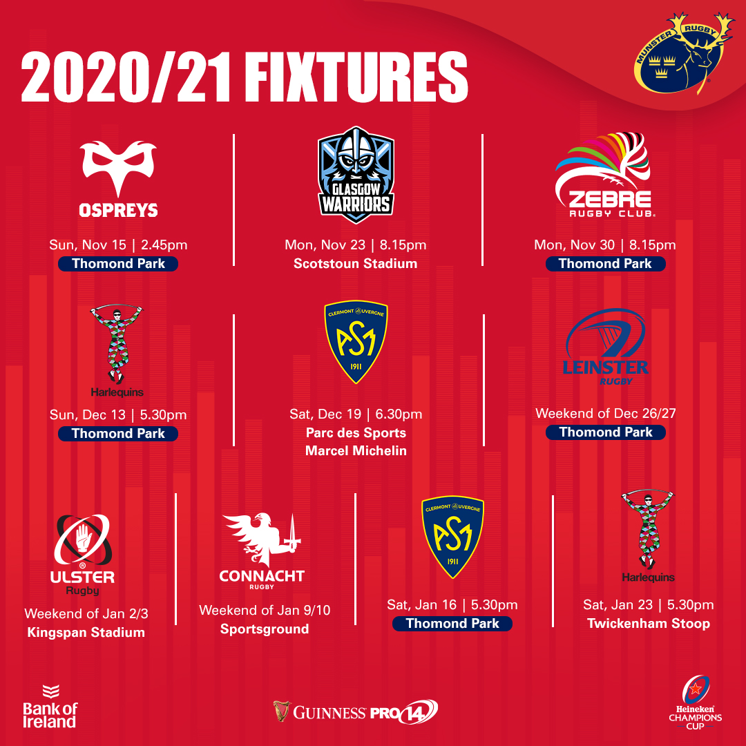Munster Champions Cup fixtures