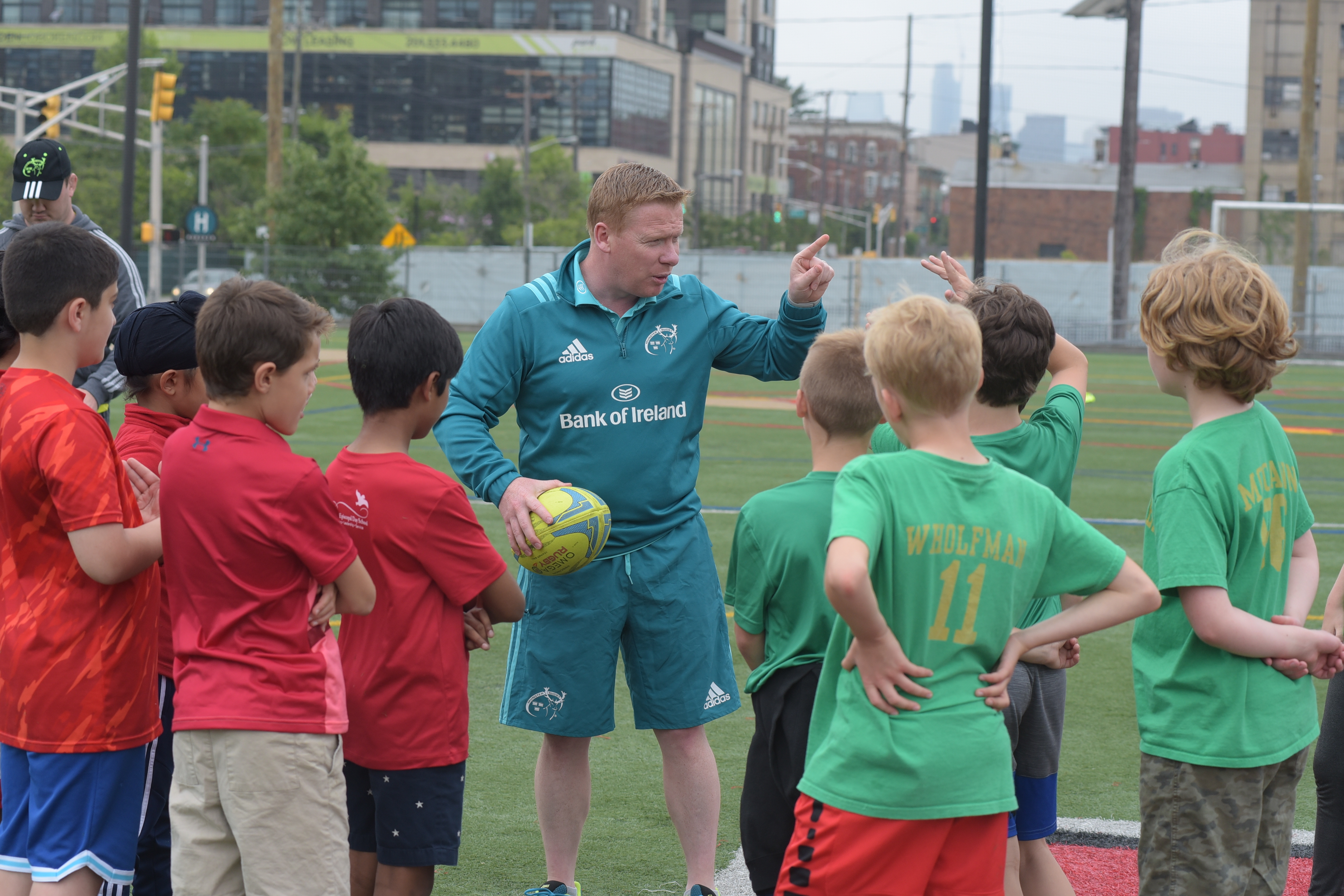 Munster Rugby Coach and Player Development Manager Keith Murphy at the training session in New York.