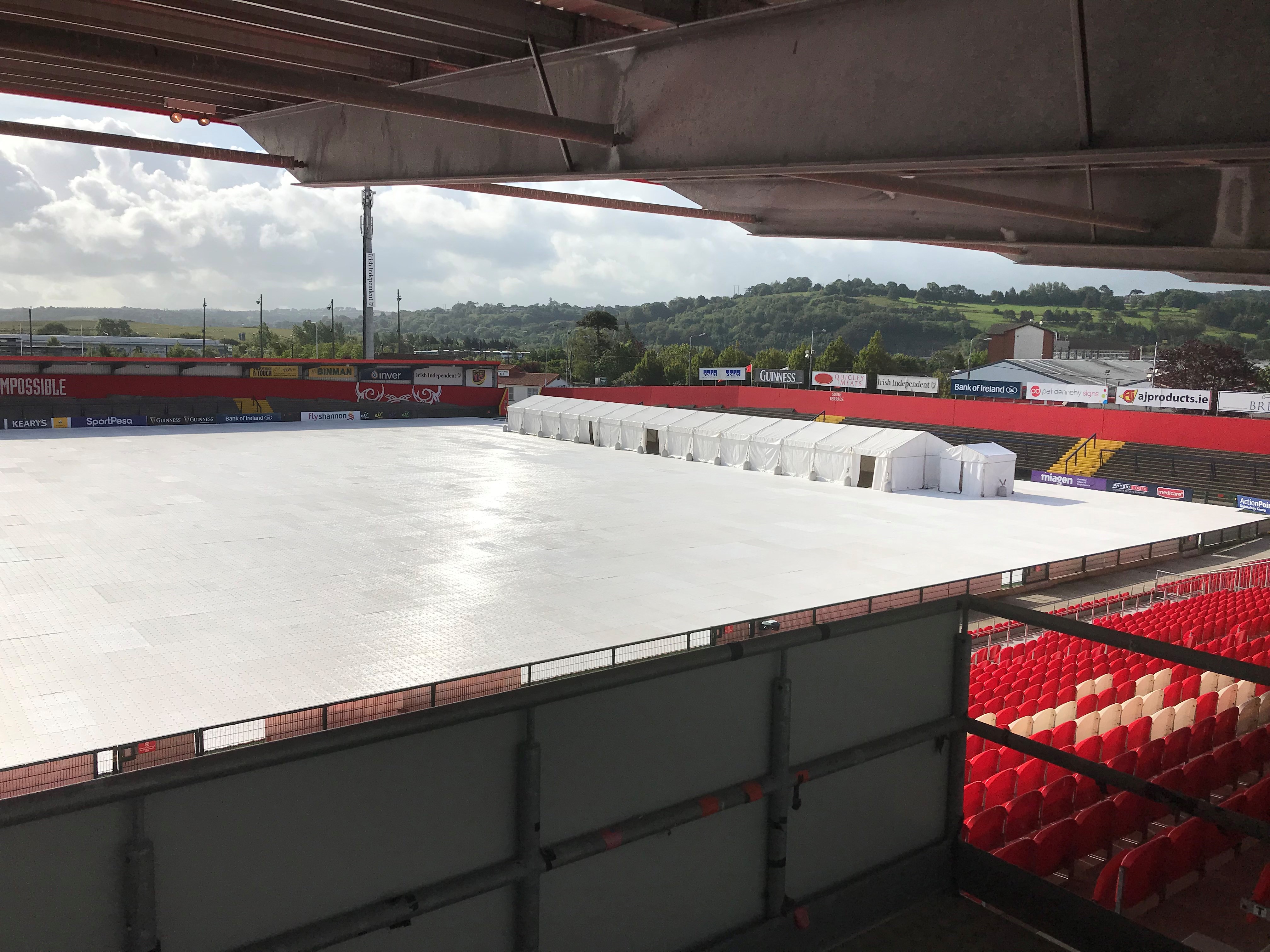 A view of the facilities being installed at Irish Independent Park for the concerts.
