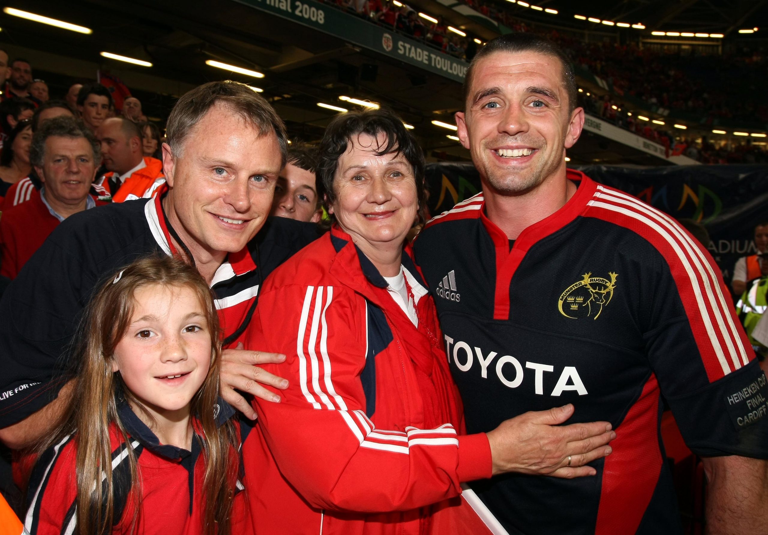 Celebrating with his mother after the 2008 European Cup win.