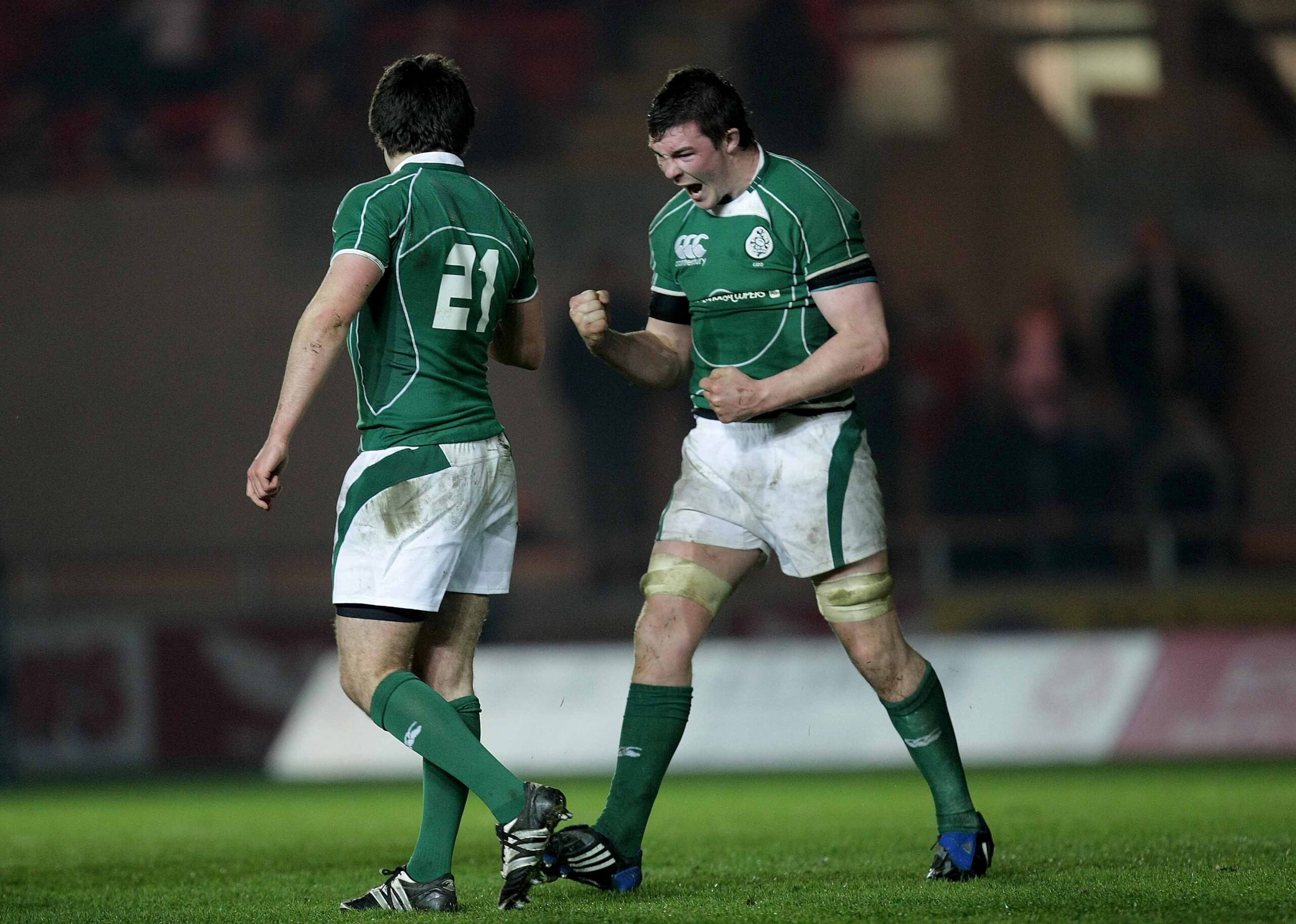 Celebrating a win for the Ireland U20s in 2009.