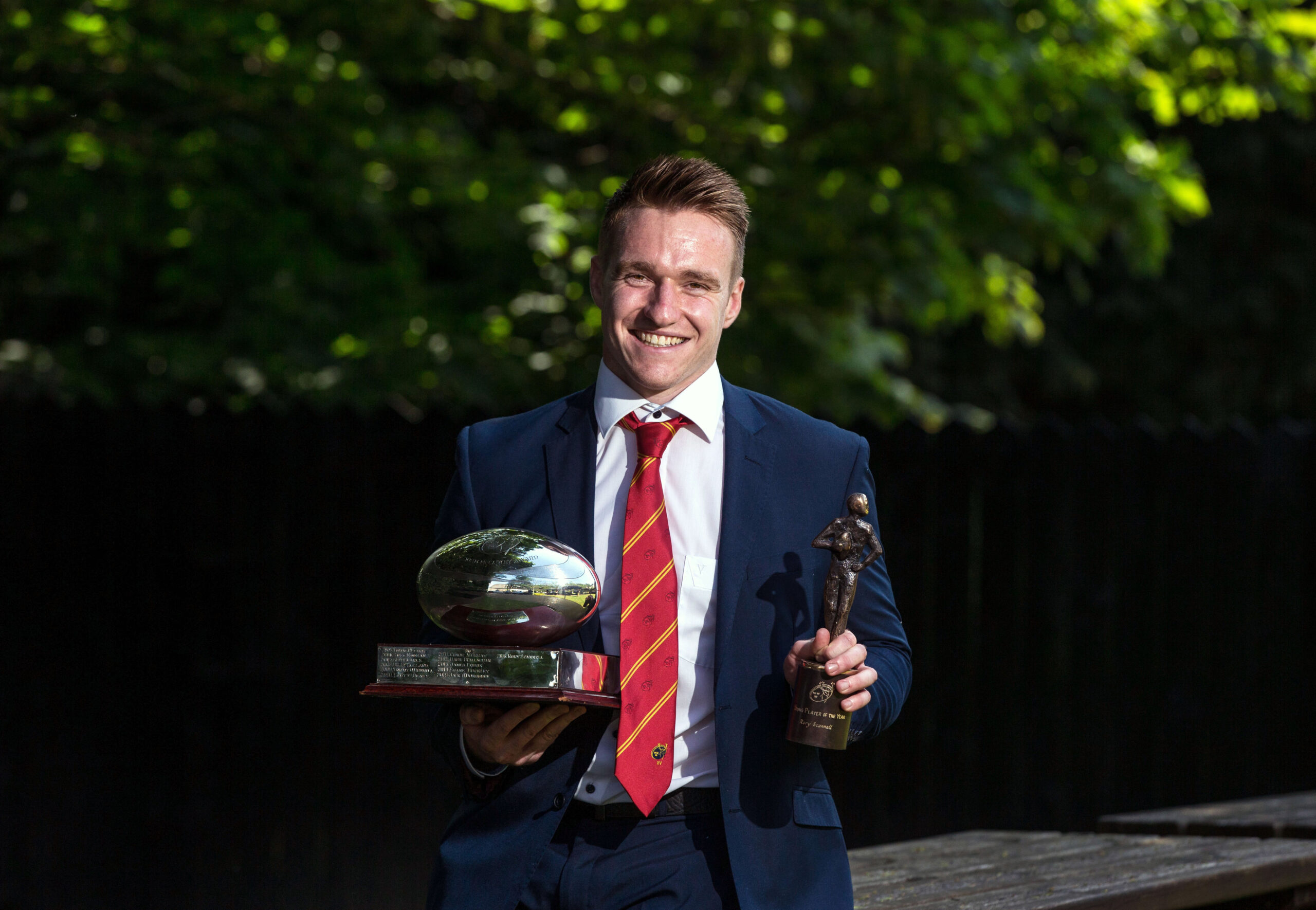 Rory Scannell with his Academy and Young Player of the Year awards in 2015. 