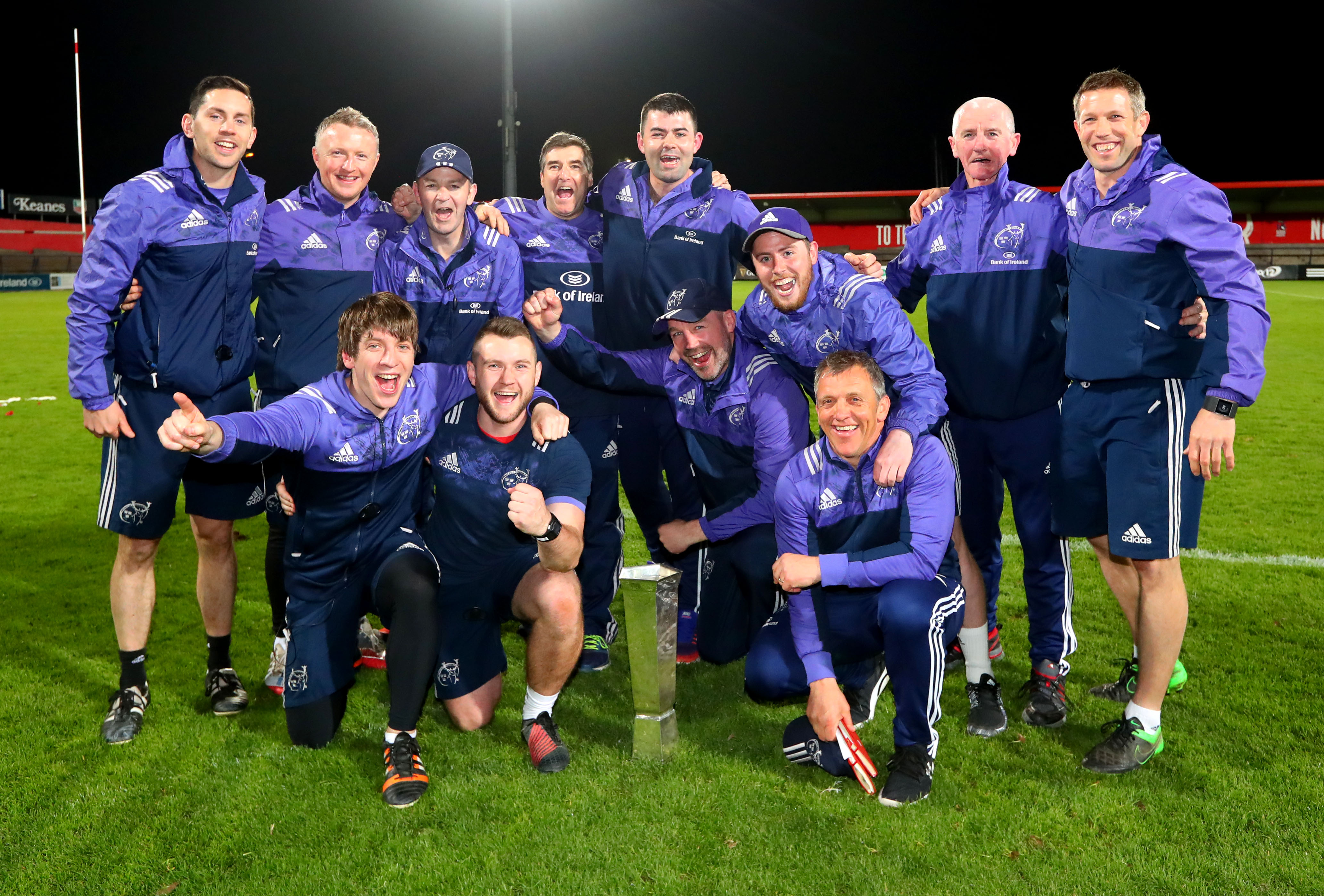 Members of the Munster A management and backroom team.