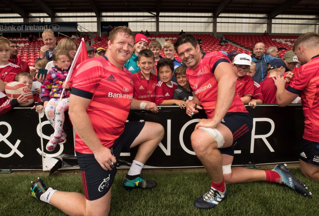 Stephen Archer and Billy Holland with fans at the Open Training Session at Irish Independent Park.