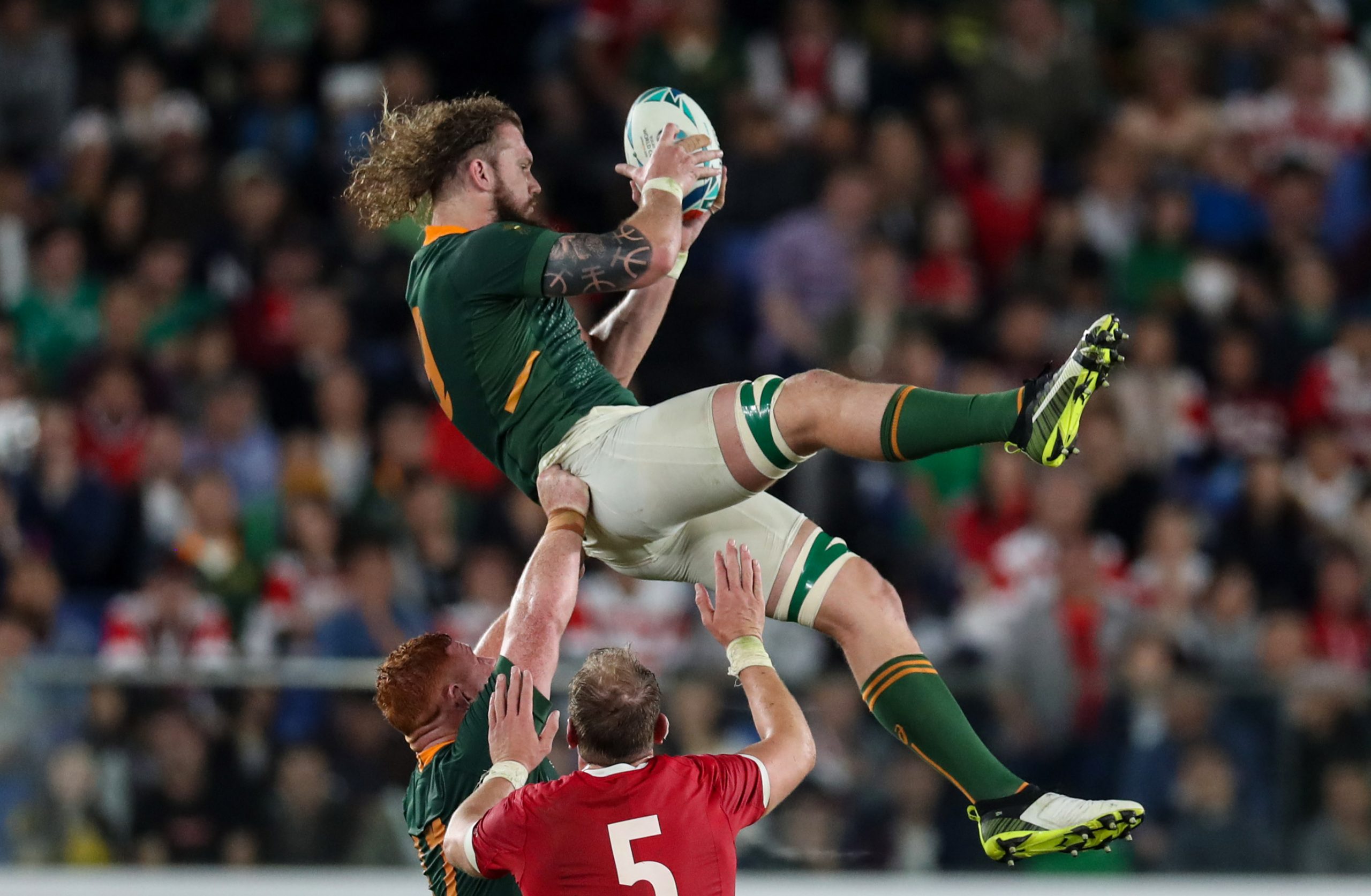 RG Snyman in action at the 2019 Rugby World Cup.