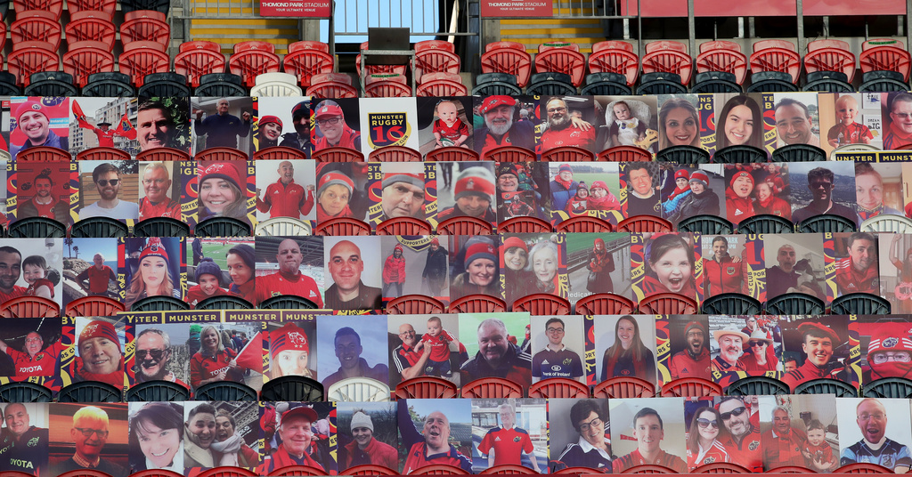 A view of the cardboard cut-outs at Thomond Park on Saturday.