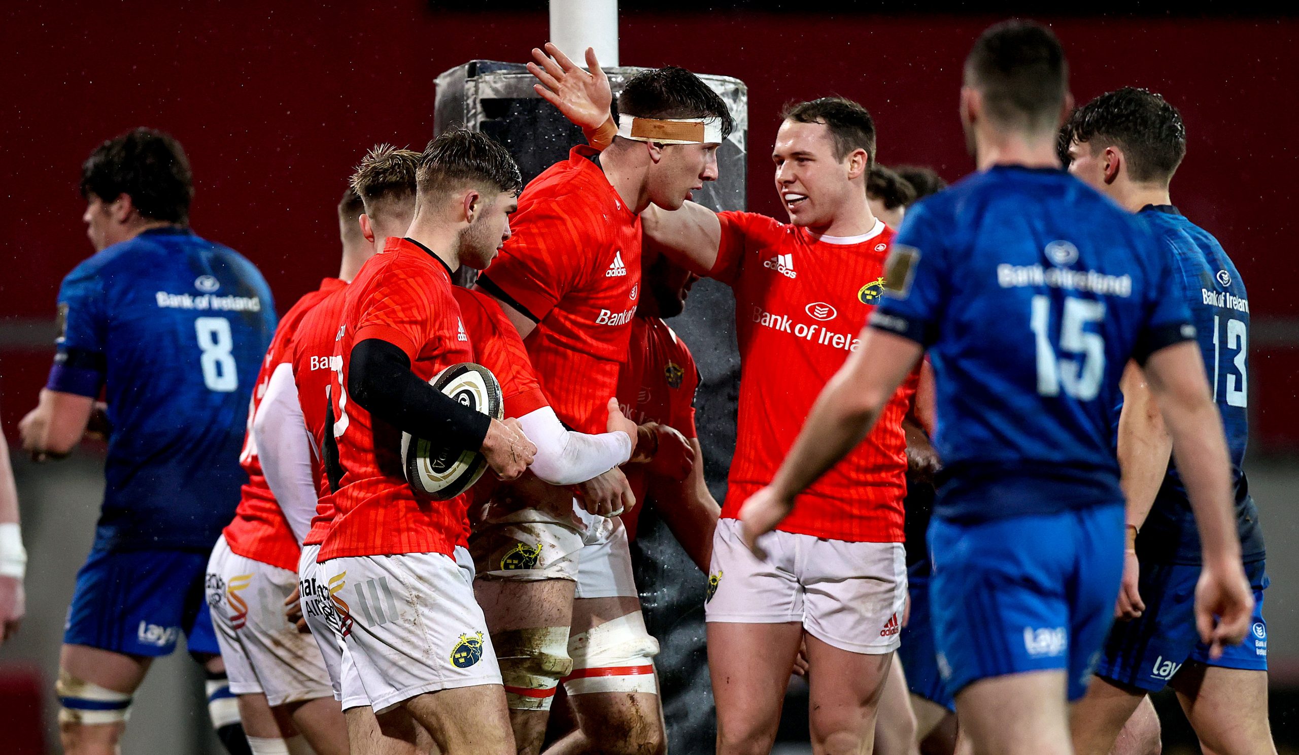 Thomas Ahern celebrates scoring against Leinster A. 