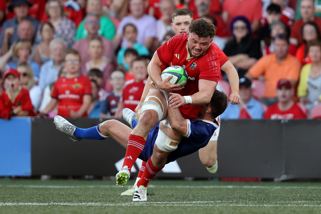Jack Daly on the charge at Virgin Media Park. 