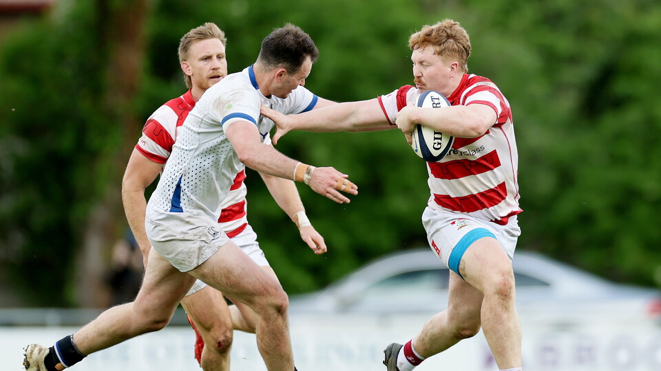 Nenagh Ormond RFC 2nd XV's Patrick Scully and Bruce Matthews of Cork Constitution FC 2nd XV ©INPHO
